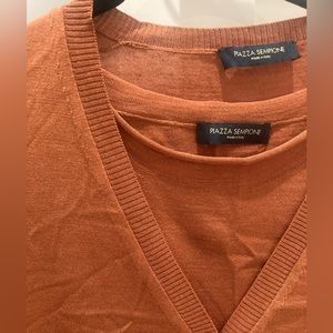 Rust color cashmere t shirt cardigan set